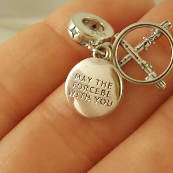 925 Sterling Silver Light Sabers Star Wars Charm - Picture 3 of 4